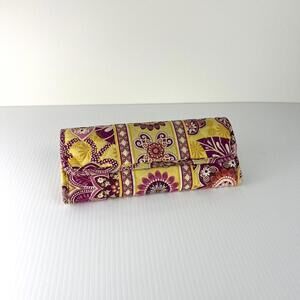 Vera Bradley yellow orange and pink floral clutch / wallet purse removable strap